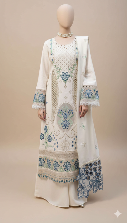Ikhwan Replica – Most Demanding Edition | 3-Piece Unstitched Dhanak Embroidered Suit with Heavy Shawl | Winter Collection 2025