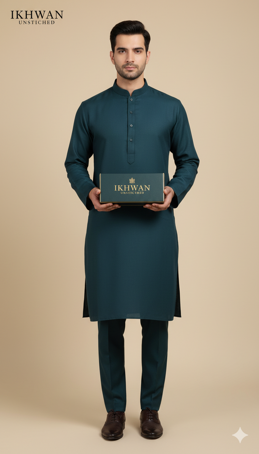 Premium Merino Wool Blend Fabric (4 Meters) | Dark Zinc Color | Winter Wear with Liquid Ammonia Finish