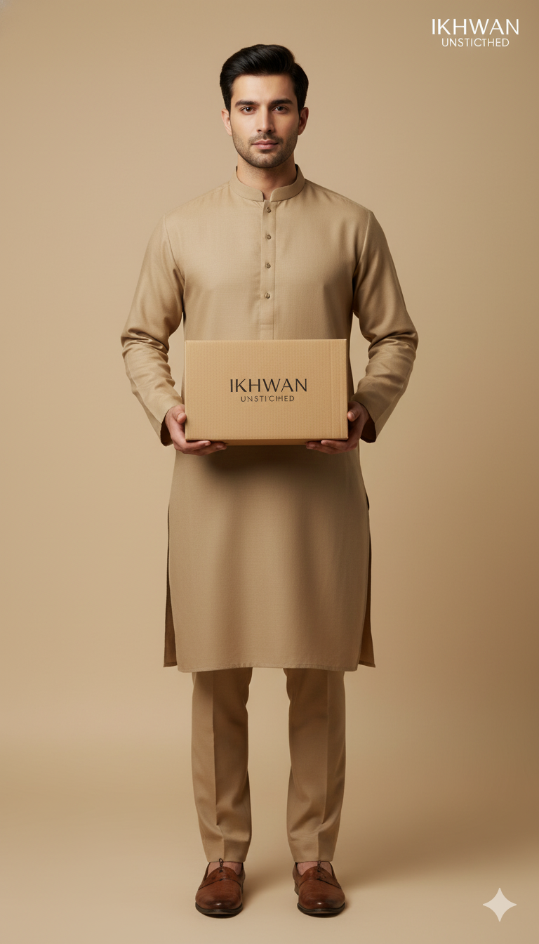 Premium Merino Wool Blend Fabric (4 Meters) | French Beige Color | Winter Wear with Liquid Ammonia Finish