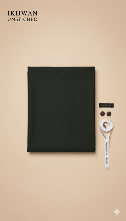 Premium Merino Wool Blend Fabric (4 Meters) | Dark Green Color | Winter Wear with Liquid Ammonia Finish