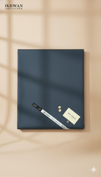 Premium Merino Wool Blend Fabric (4 Meters) | Blue Grey Color | Winter Wear with Liquid Ammonia Finish