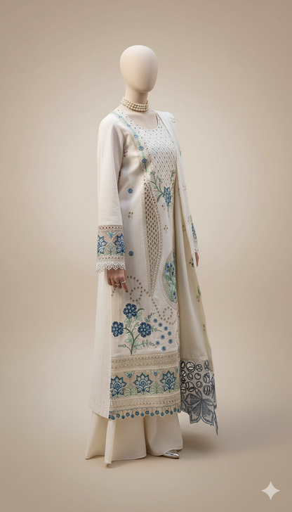 Ikhwan Replica – Most Demanding Edition | 3-Piece Unstitched Dhanak Embroidered Suit with Heavy Shawl | Winter Collection 2025