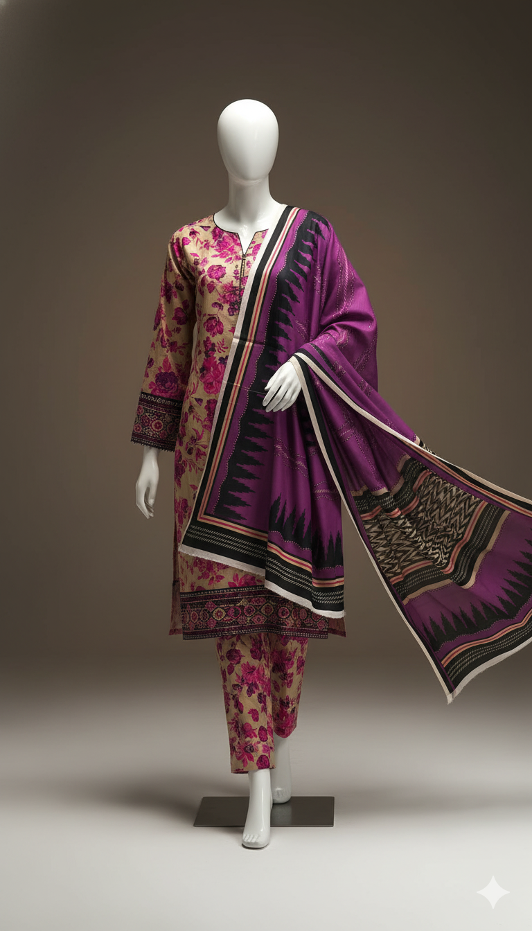 Exclusive Khaddar 3-Piece Unstitched Suit | Soft Dyed Khaddar Fabric with Trouser & Dupatta | Winter Collection 2025