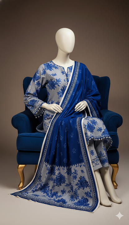 Khaddar 3-Piece Unstitched Suit | Soft Dyed Khaddar Fabric with Trouser & Dupatta | Winter Collection 2025