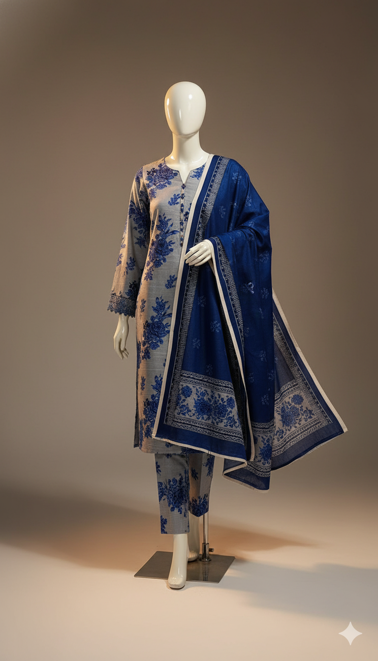 Khaddar 3-Piece Unstitched Suit | Soft Dyed Khaddar Fabric with Trouser & Dupatta | Winter Collection 2025