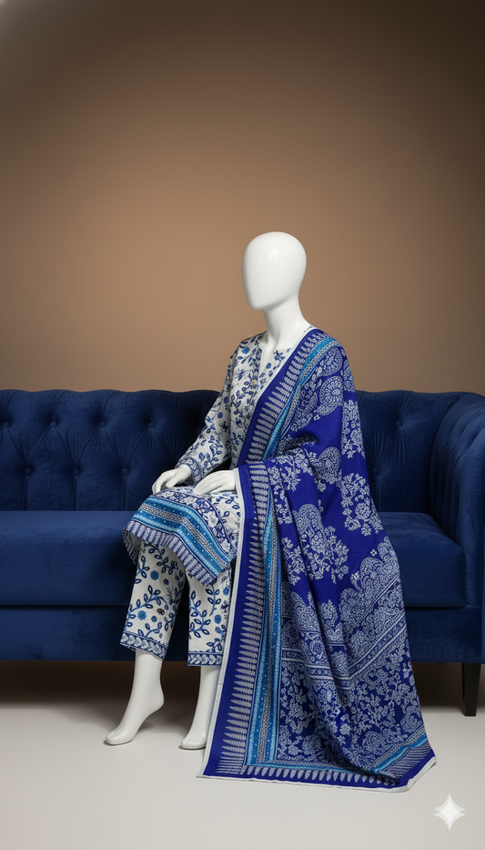 Premium Khaddar 3-Piece Suit | Allover Dyed Khaddar Shirt, Trouser & Dupatta | Winter Collection 2025