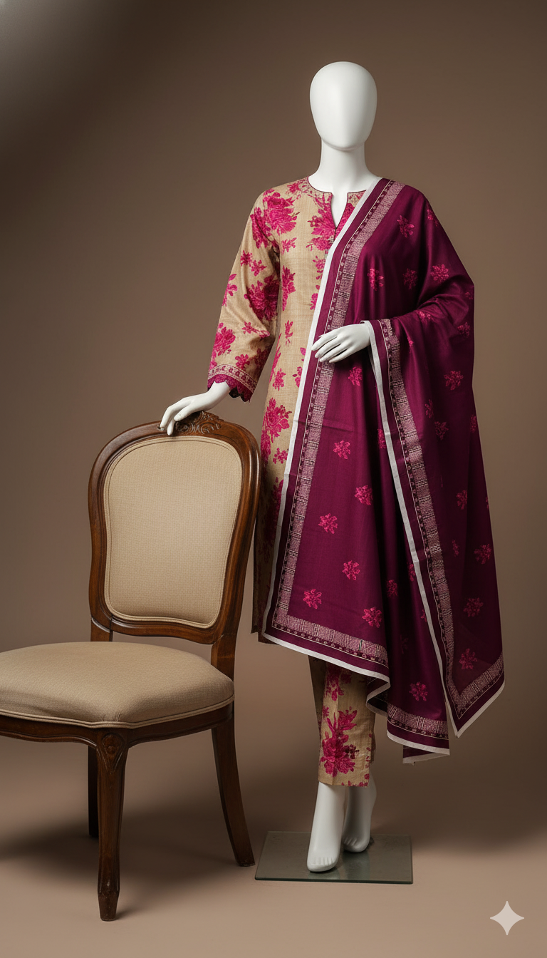 Exclusive Khaddar 3-Piece Unstitched Suit | Soft Dyed Khaddar Fabric with Trouser & Dupatta | Winter Collection 2025