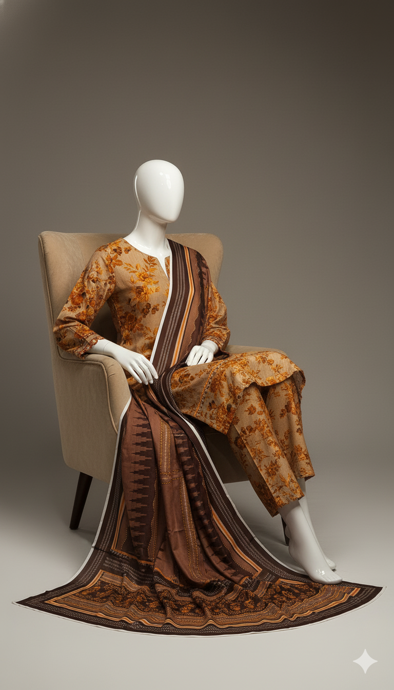 Khaddar 3-Piece Dyed Suit | Winter Collection 2025