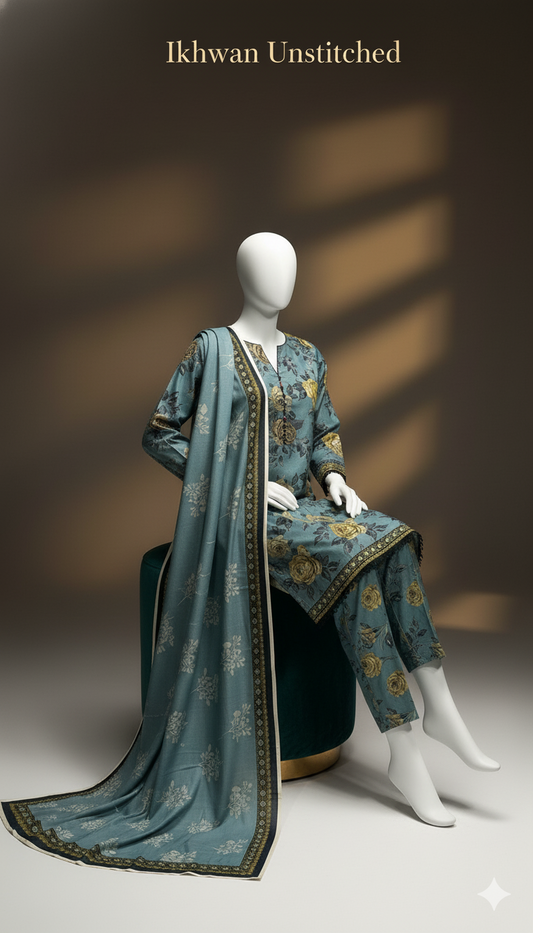 Exclusive Khaddar 3-Piece Unstitched Suit | Soft Dyed Khaddar Fabric with Trouser & Dupatta | Winter Collection 2025