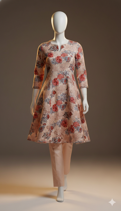 2-Piece Floral Khaddar Suit – Winter Bloom Edition | Printed Shirt with Plain Trouser