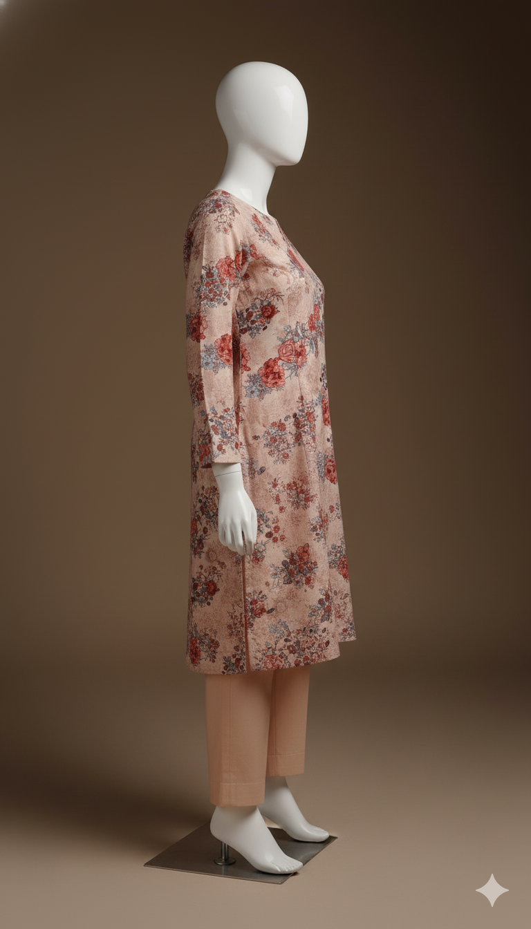 2-Piece Floral Khaddar Suit – Winter Bloom Edition | Printed Shirt with Plain Trouser