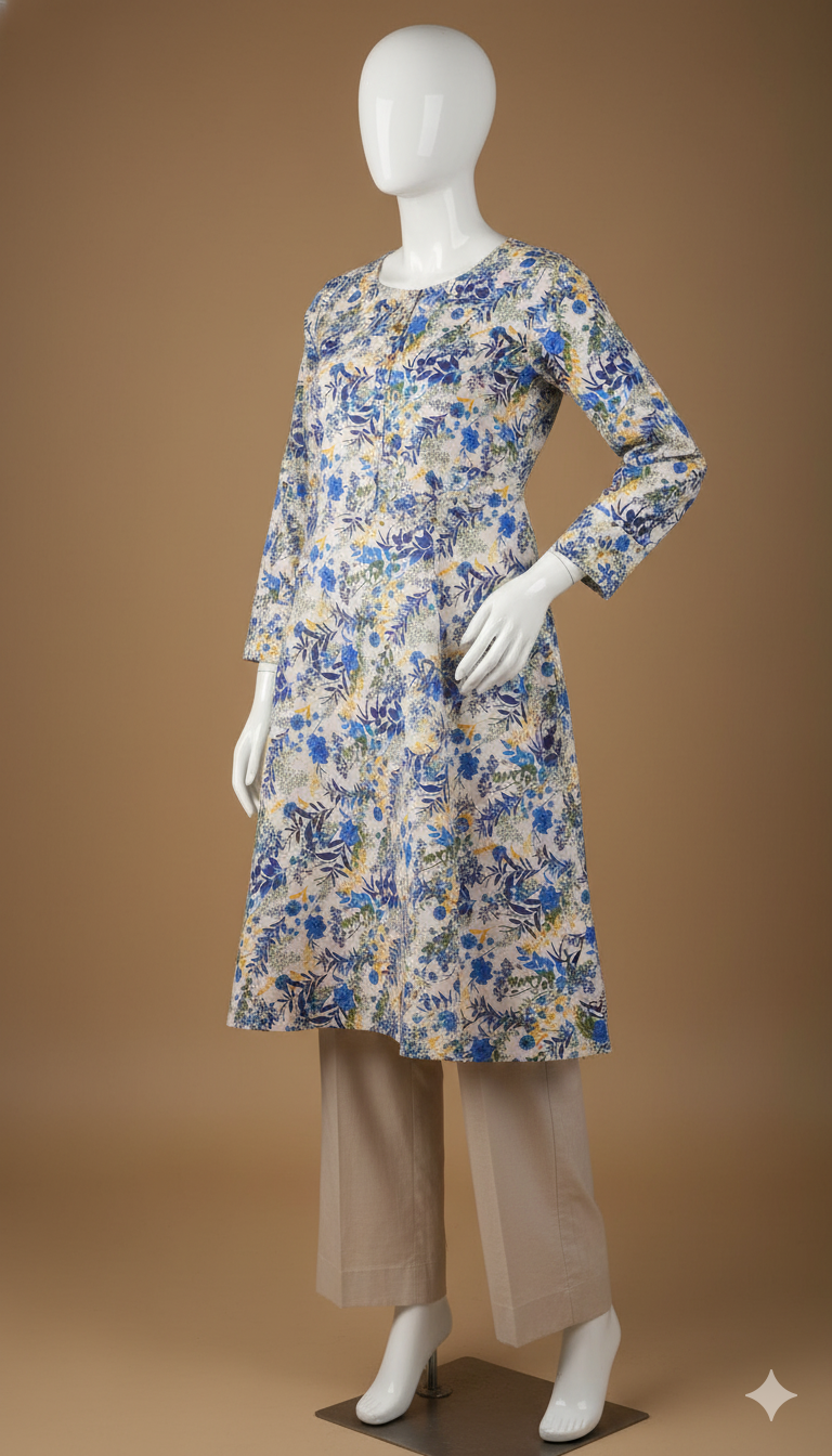 2-Piece Khaddar Suit – Winter Everyday Essentials | Digital Printed Shirt with Plain Trouser