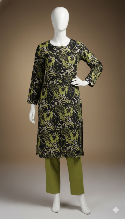 2-Piece Khaddar Suit – Digital Printed Shirt & Plain Trouser | Winter Everyday Essentials 2025