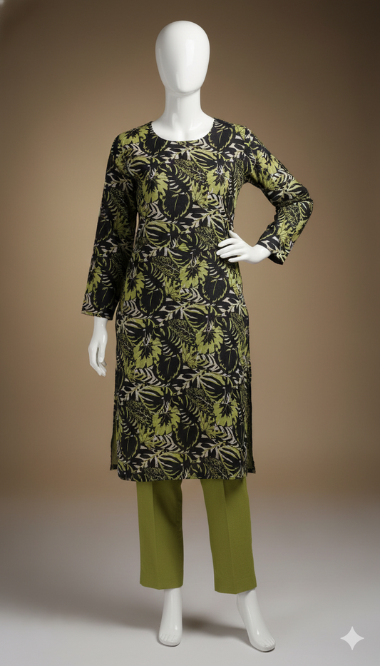 2-Piece Khaddar Suit – Digital Printed Shirt & Plain Trouser | Winter Everyday Essentials 2025