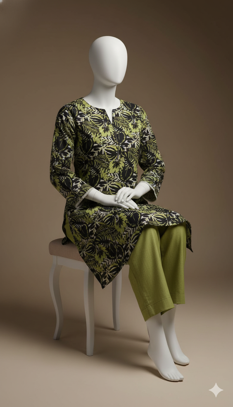 2-Piece Khaddar Suit – Digital Printed Shirt & Plain Trouser | Winter Everyday Essentials 2025