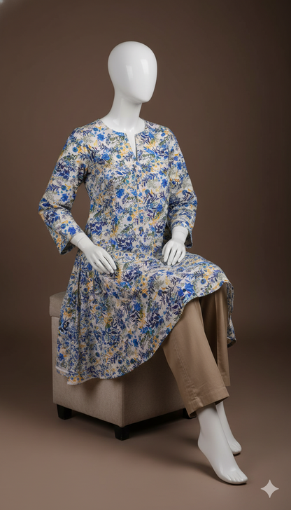 2-Piece Khaddar Suit – Winter Everyday Essentials | Digital Printed Shirt with Plain Trouser