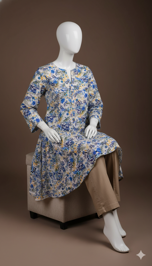 2-Piece Khaddar Suit – Winter Everyday Essentials | Digital Printed Shirt with Plain Trouser