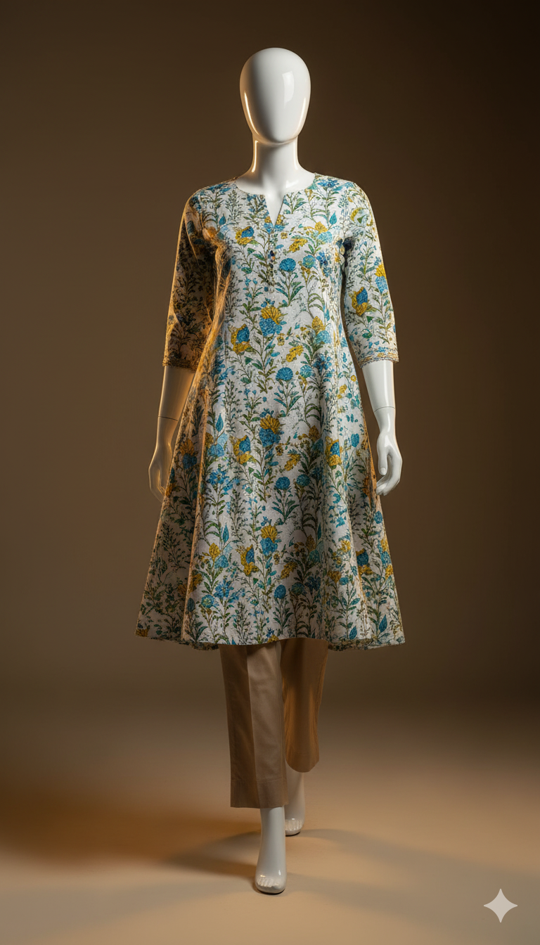 2-Piece Khaddar Suit – Winter Everyday Essentials | Digital Printed Shirt with Plain Trouser