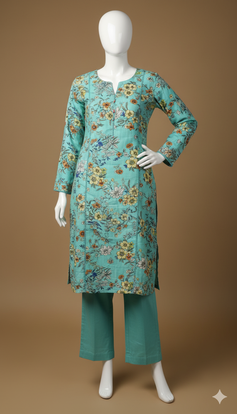 2-Piece Khaddar Suit – Premium Digital Print Edition | Unstitched Winter Wear 2025