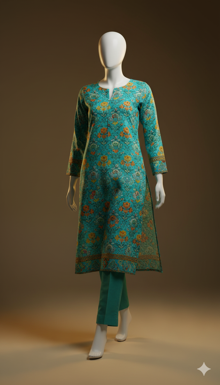 2-Piece Khaddar Suit – Premium Digital Print Edition | Unstitched Winter Wear 2025