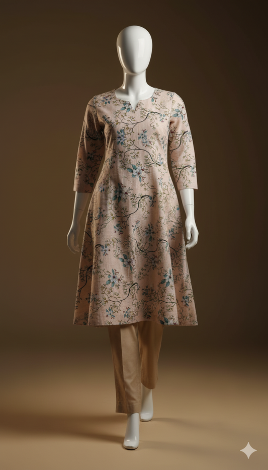 2-Piece Khaddar Suit – Digital Printed Shirt with Plain Trouser | Winter Everyday Collection