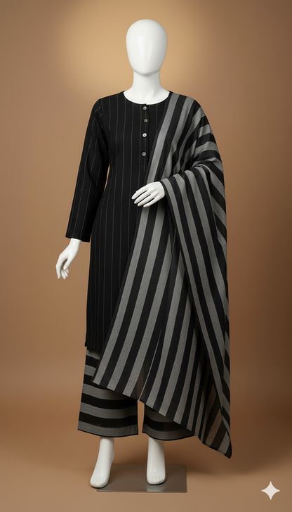 New Winter Multani Khaddi Marina Susi 3-Piece Unstitched Suit – Check Style Winter Collection 2K25 | Ikhwan Unstitched