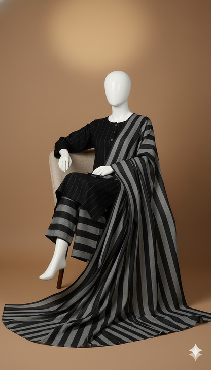 New Winter Multani Khaddi Marina Susi 3-Piece Unstitched Suit – Check Style Winter Collection 2K25 | Ikhwan Unstitched