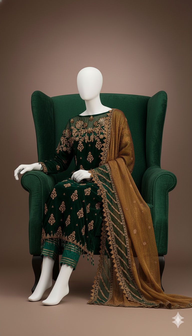 Velvet Embroidered Master Replica – Luxury 3-Piece Ready-to-Wear Suit