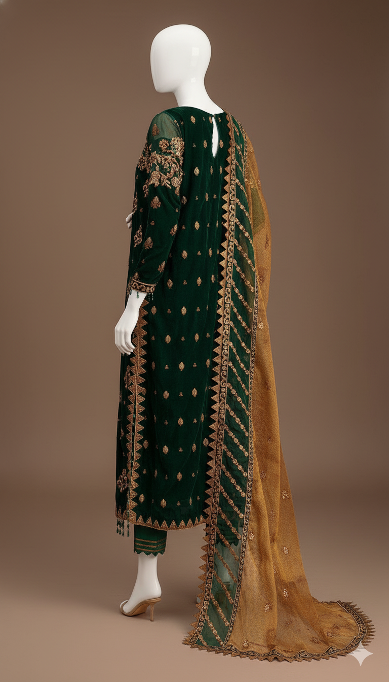 Velvet Embroidered Master Replica – Luxury 3-Piece Ready-to-Wear Suit