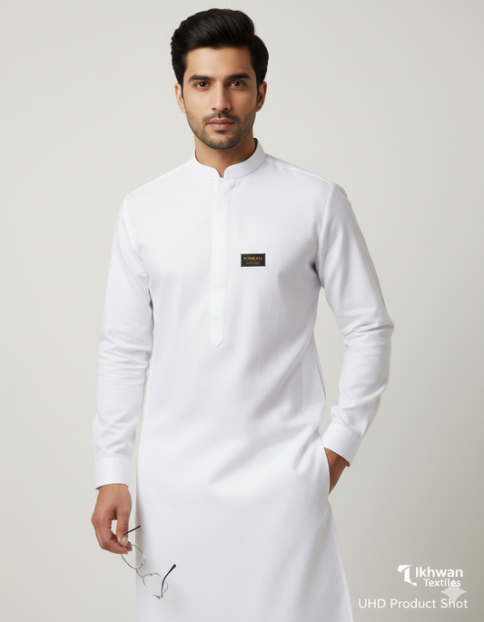 Ikhwan Unstitched – White Premium Wash & Wear Suit