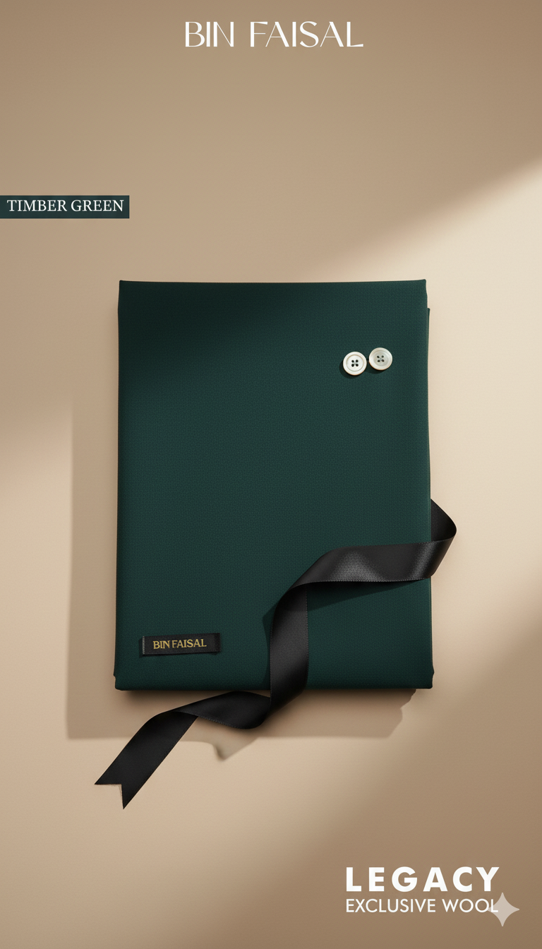 Premium Merino Wool Blend Fabric (4 Meters) | Timber Green Color | Winter Wear with Liquid Ammonia Finish