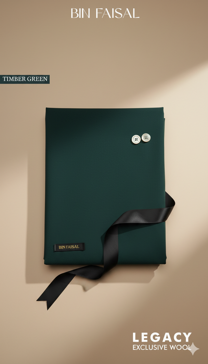 Premium Merino Wool Blend Fabric (4 Meters) | Timber Green Color | Winter Wear with Liquid Ammonia Finish