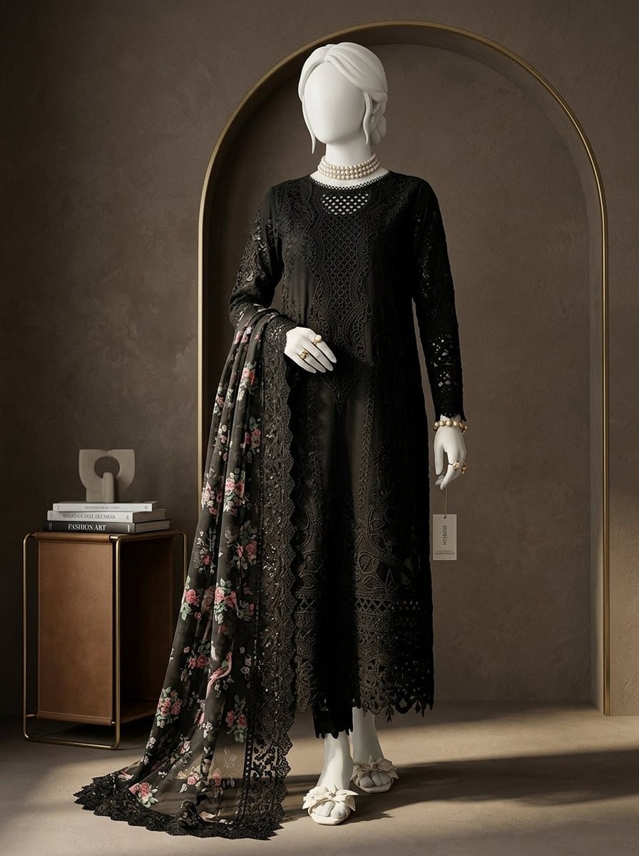 Luxury Chicken Kari & Sequins Embroidered Lawn 3-Piece Suit with Fancy Dupatta | Summer Lawn Collection 2026
