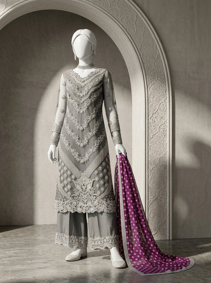 Luxury Organza 3-Piece Heavy Embroidered Suit with Handwork & Silk Trouser | Premium Collection 2026