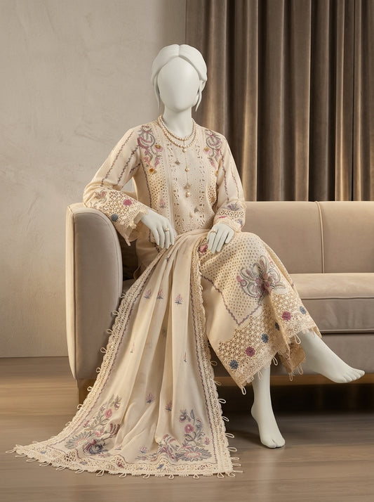 Summer Lawn Collection 2026 | Premium Chicken Karri Embroidered 3-Piece Lawn Suit with Embroidered Organza Dupatta