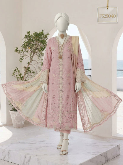 Premium Airjet Lawn 3-Piece Heavy Embroidered Suit with Swiss Voile Dupatta | Summer Lawn Collection 2026