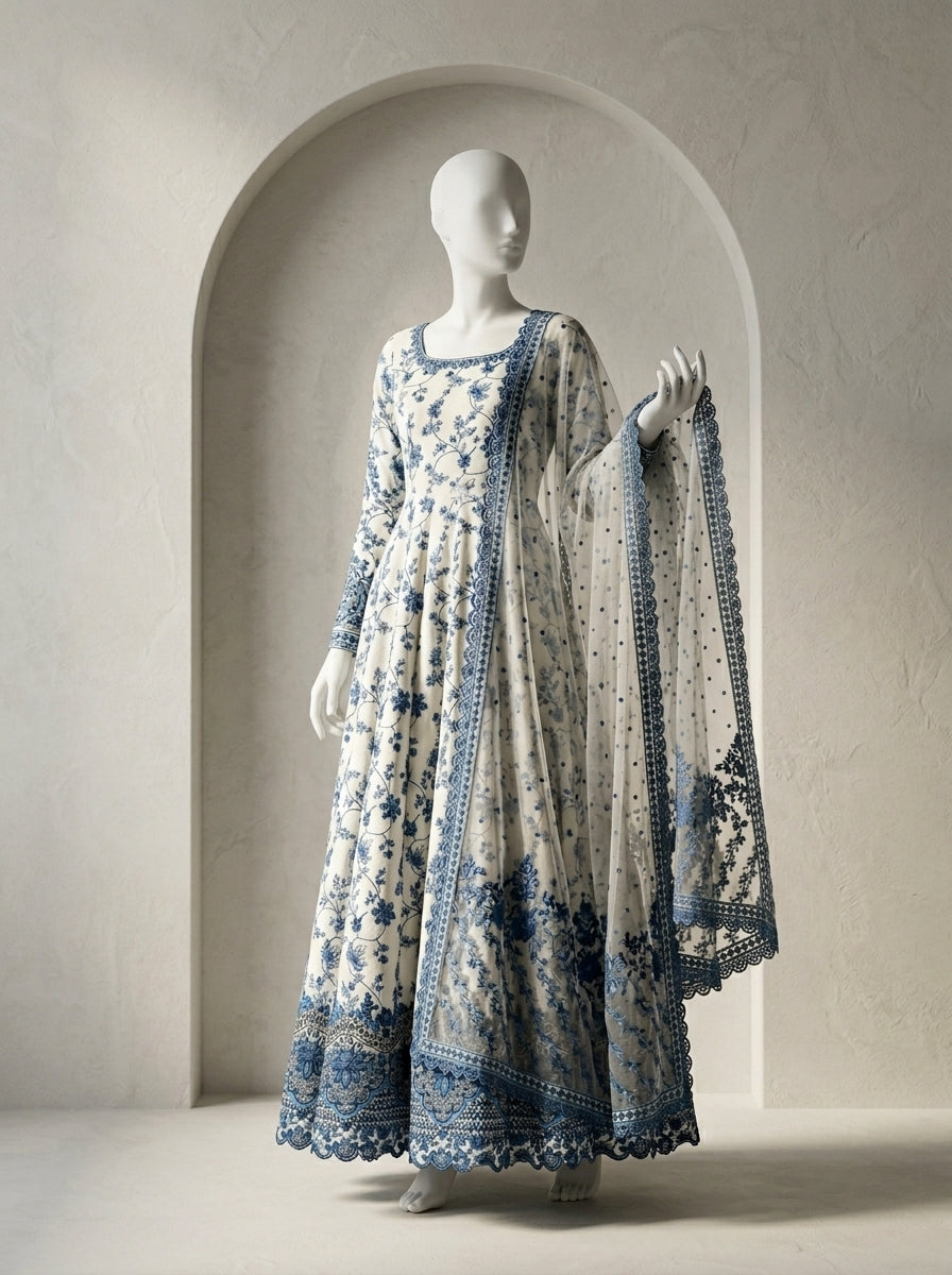 Luxury Lawn 3-Piece Heavy Embroidered Suit with Net Dupatta | Most Viral Code 2026 | Summer Collection