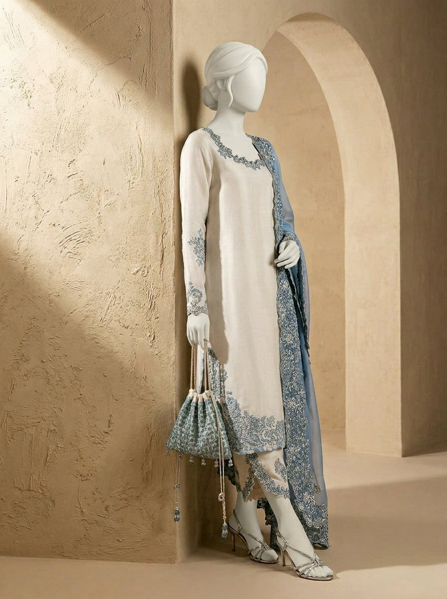 Luxury Lawn 3-Piece Heavy Embroidered Suit with Organza Dupatta | Summer Lawn Collection 2026