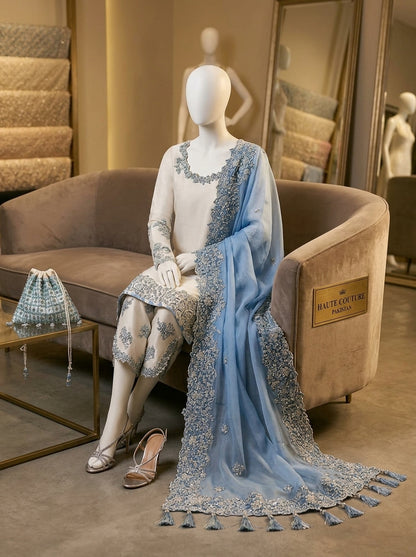 Luxury Lawn 3-Piece Heavy Embroidered Suit with Organza Dupatta | Summer Lawn Collection 2026