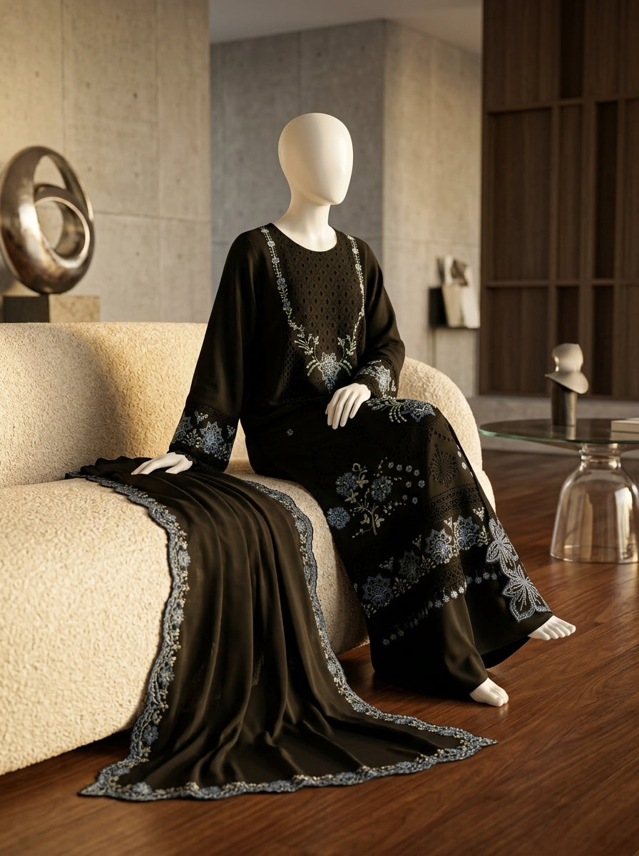 Luxury Cotton Lawn 3-Piece Suit with Chikankari Thread Embroidery & Chiffon Dupatta | Summer Collection 2026