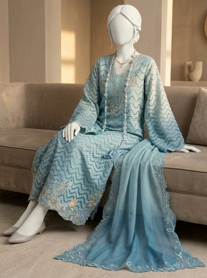 Crimson Luxury Lawn 3-Piece Embroidered Suit with Net Dupatta | Summer Collection 2026