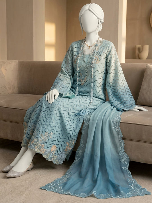 Crimson Luxury Lawn 3-Piece Embroidered Suit with Net Dupatta | Summer Collection 2026