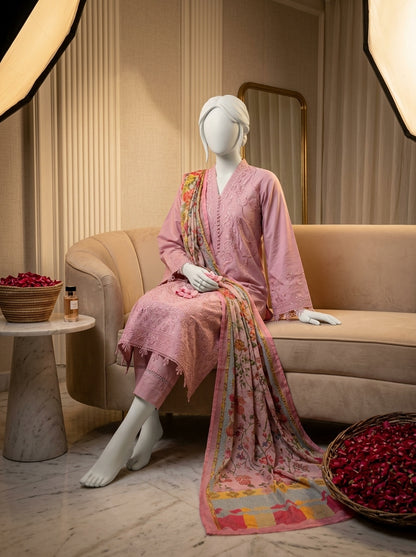 Premium Lawn 3-Piece Embroidered Suit with Digital Printed Monar Slub Dupatta | Summer Lawn Collection 2026