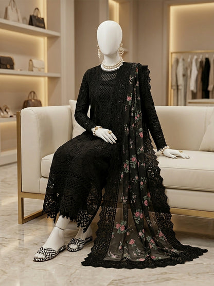 Luxury Chicken Kari & Sequins Embroidered Lawn 3-Piece Suit with Fancy Dupatta | Summer Lawn Collection 2026