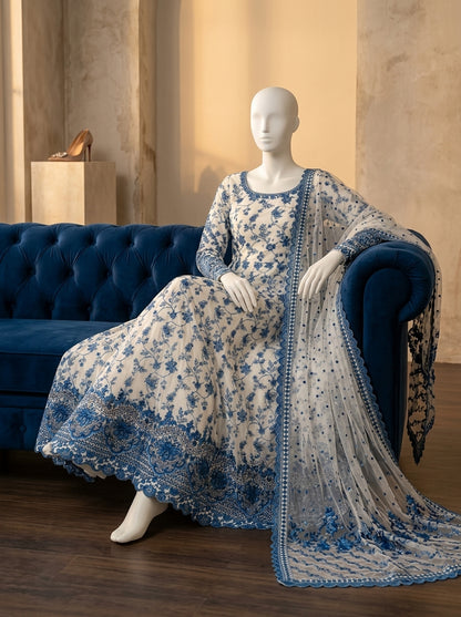 Luxury Lawn 3-Piece Heavy Embroidered Suit with Net Dupatta | Most Viral Code 2026 | Summer Collection