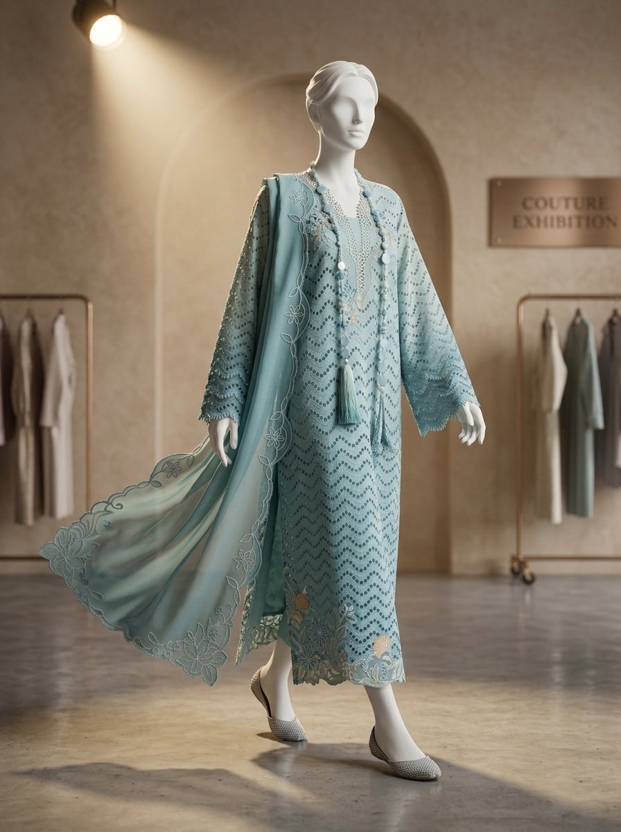 Crimson Luxury Lawn 3-Piece Embroidered Suit with Net Dupatta | Summer Collection 2026