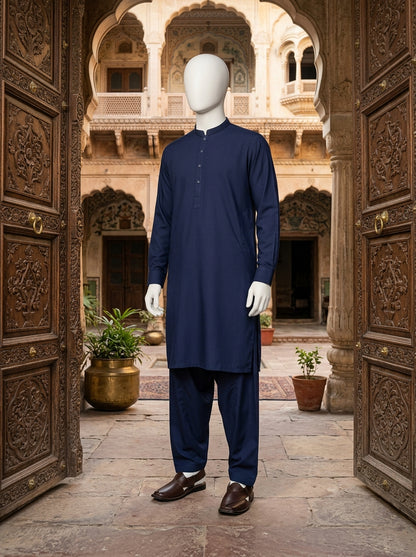 Navy Blue Tropical Wash & Wear Fabric