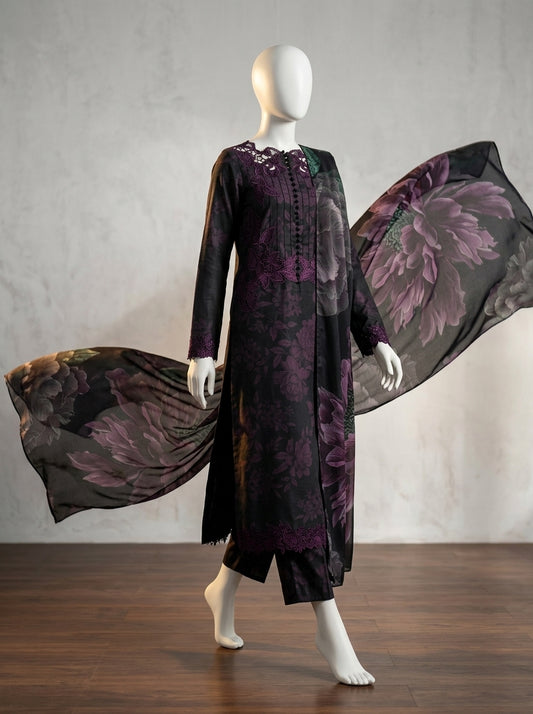 Premium Printed Lawn 3-Piece Suit with Printed Silk Dupatta | Master Copy Collection 2026