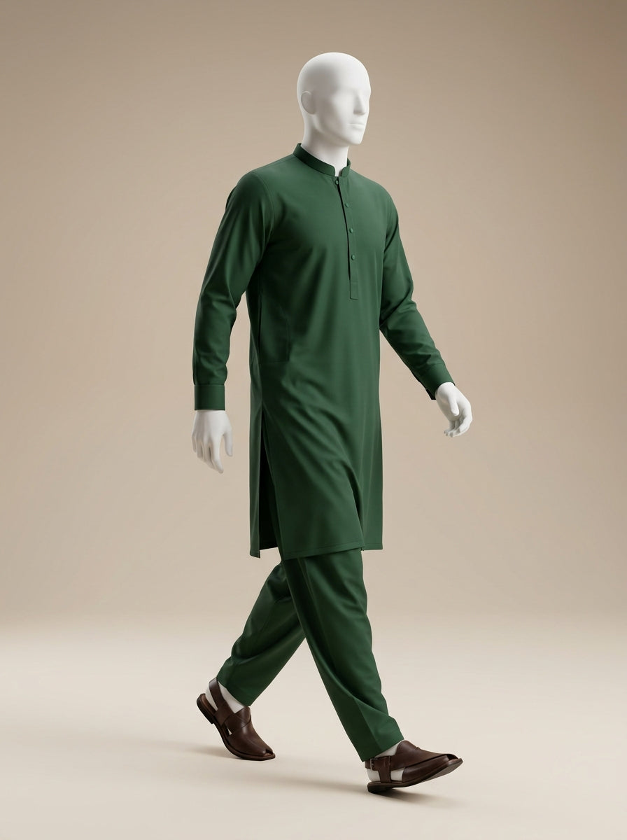 Premium Wash & Wear Unstitched Suit – Forest Green | Binary Soft Fabric | Summer Collection 2026