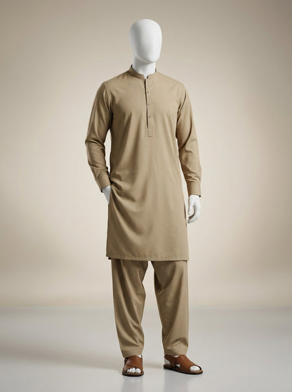 Premium Wash & Wear Unstitched Suit – Khaaki | Binary Soft Fabric | Summer Collection 2026